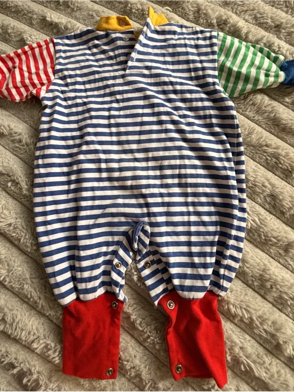 Vintage Color Track Multicolor Striped Romper One-Piece Embroidered 3-6 Months